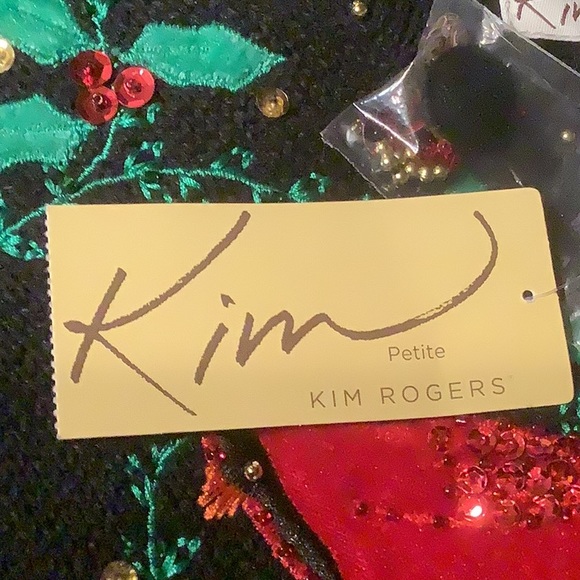 Christmas Cardigan embroidered Appliquéd Sequins Beaded Cardinals Size PM NWT - Picture 11 of 16